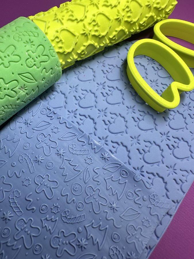 Polymer clay being textured